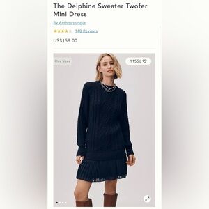 NWT Size XLP - Anthro The Delphine Cotton Sweater Twofer Mini Dress (NWT US$158)